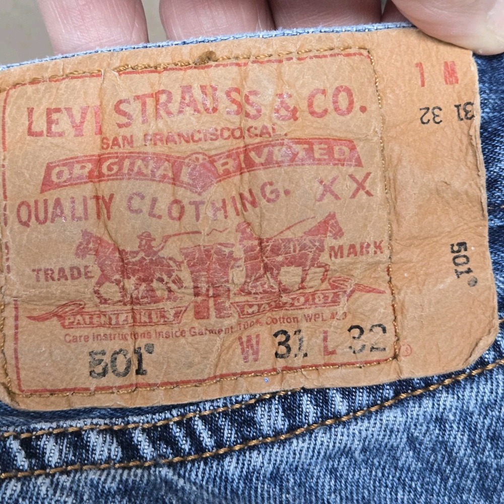 Vtg 80s 90s Levis 501XX Button Fly Jeans Size 30x31 (tag 31x32) Red Bat Wing VGC - Picture 8 of 13